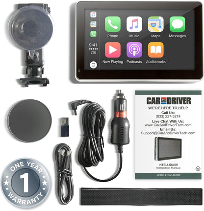INTELLIDASH with Apple Carplay and Android Auto, 7'' IPS Touchscreen Multimedia Player with Bluetooth, Mirror Link, Siriusxm, Google, Siri Assistant Dash or Windshield Mounted