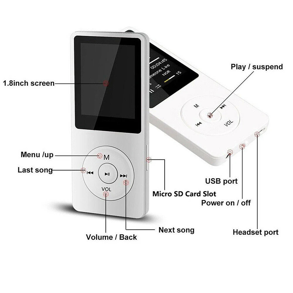 Portable Mini MP3 Player Hifi Music Walkman 4.0 Bluetooth Support Two-Way Transmission FM Radio Voice Recorder Ebook Auto Browse