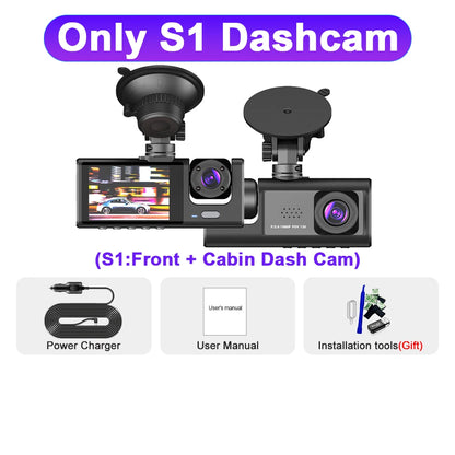 3 Channel Car DVR HD 1080P 3-Lens inside Vehicle Dash Camthree Way Camera Dvrs Recorder Video Registrator Dashcam Camcorder