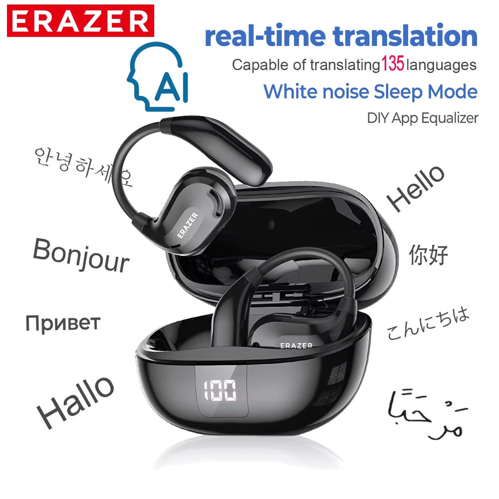 XT66PRO Bluetooth Earphones ASMR Headsets DIY APP AI Translator Earbuds Wireless Headphones 13 Hours Long Life Display