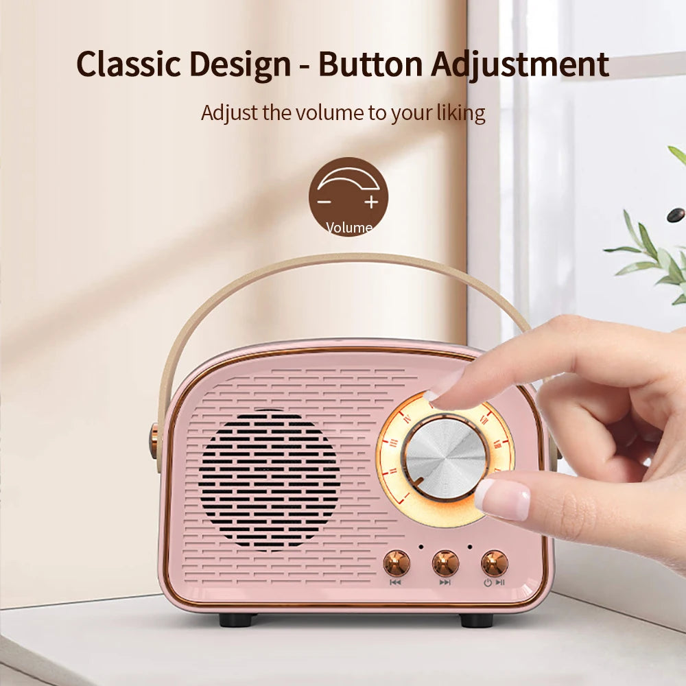 Retro Bluetooth-Compatible Speaker, Cute Mini Speaker with FM Radio, Wireless Speaker with TWS Music Player Hifi Stereo TF USB