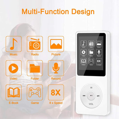 Portable Mini MP3 Player Hifi Music Walkman 4.0 Bluetooth Support Two-Way Transmission FM Radio Voice Recorder Ebook Auto Browse