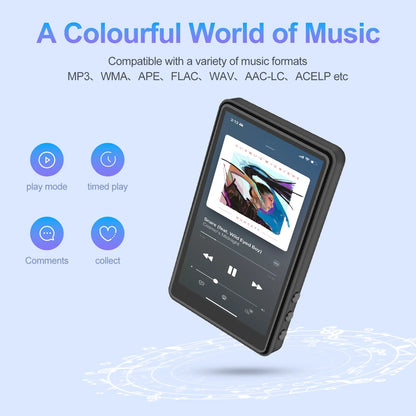 144GB Mp3 Player with Bluetooth, 4.0 Inch Full Touchscreen Mp4 Player, Voice Recorder, Portable Hifi Sound Mp3 Music Player with Earphones, Built-In HD Speaker, Black