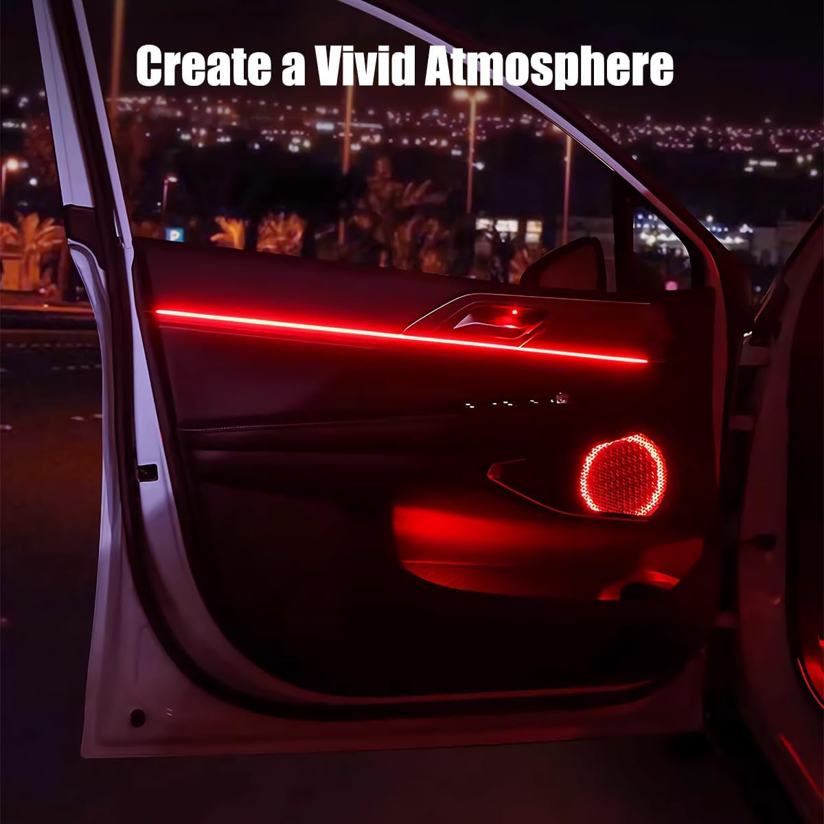 EL Wire Interior Car LED Lights, 16.5FT USB Ambient Lighting Strip, Red