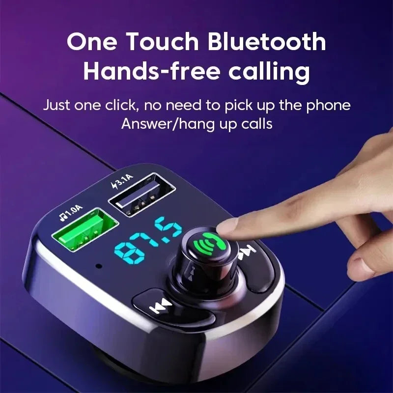 Wireless Adapter LED MP3 Car Bluetooth FM Hands-Free Bluetooth-Compaitable 5.0 Transmitter 3.1A QC3.0 PD Type C Dual USB Charger
