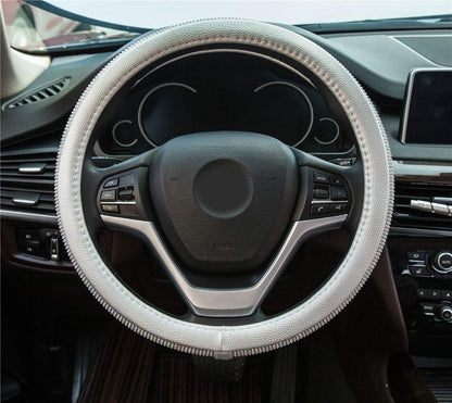 New Diamond Leather Steering Wheel Cover with Bling Crystal Rhinestones
