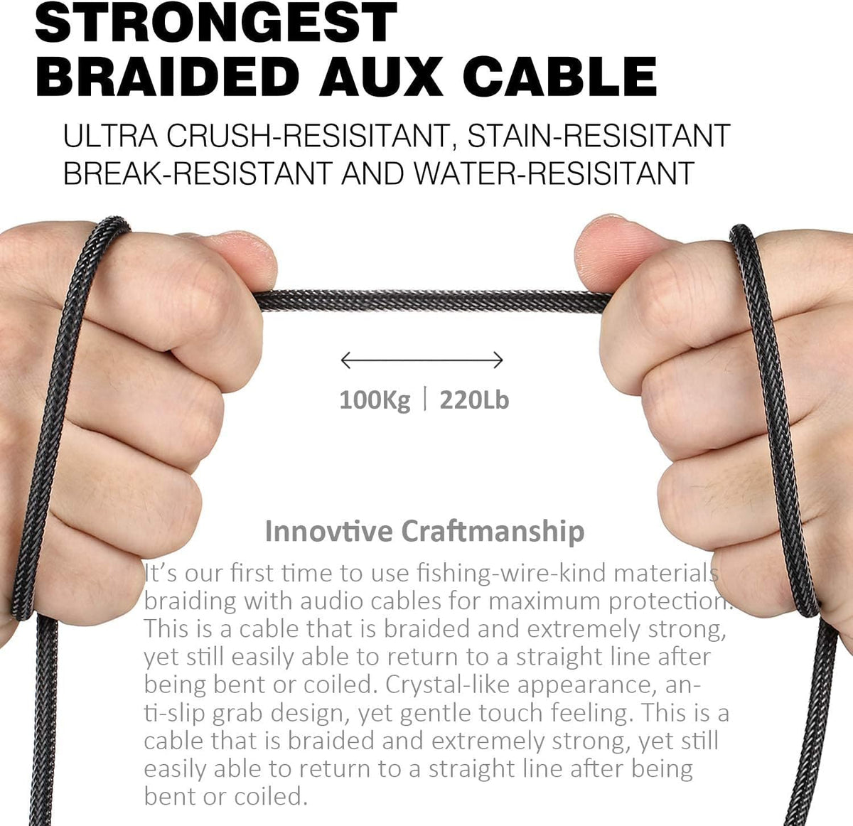 3.5Mm AUX Cable, Male to Male Audio Cord with Nylon-Braided - 4 Ft