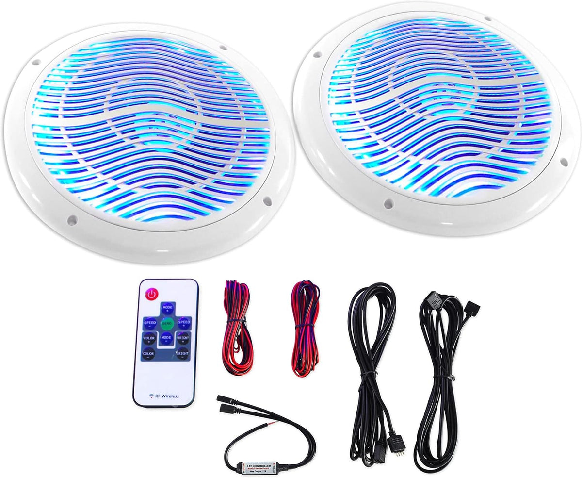 RMC80LW Pair 8" 2-Way White Marine Speakers, CEA Compliant, 4 Ohm