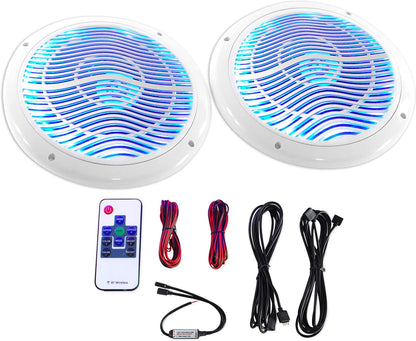 RMC80LW Pair 8" 2-Way White Marine Speakers, CEA Compliant, 4 Ohm
