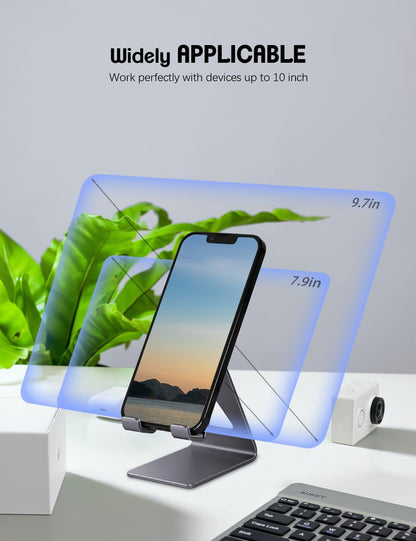 Cell Phone Stand Desk Phone Holder - Aluminum Mobile Phone Cradle Dock for Iphone 15 14 13 12 Pro 11 X Xs Max 8 7 6 6S plus SE 5 Samsung All Smart Phones, Dark Gray