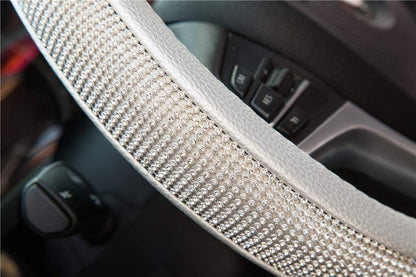 New Diamond Leather Steering Wheel Cover with Bling Crystal Rhinestones