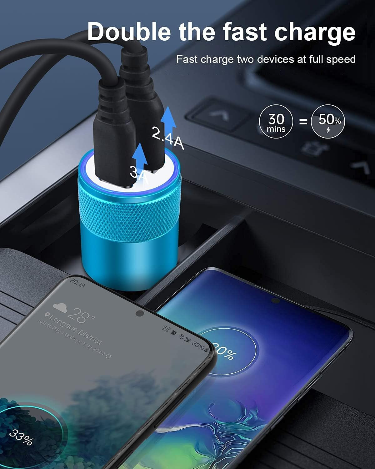 30W PD USB C Car Charger, USB Type C Fast Power Charging Block
