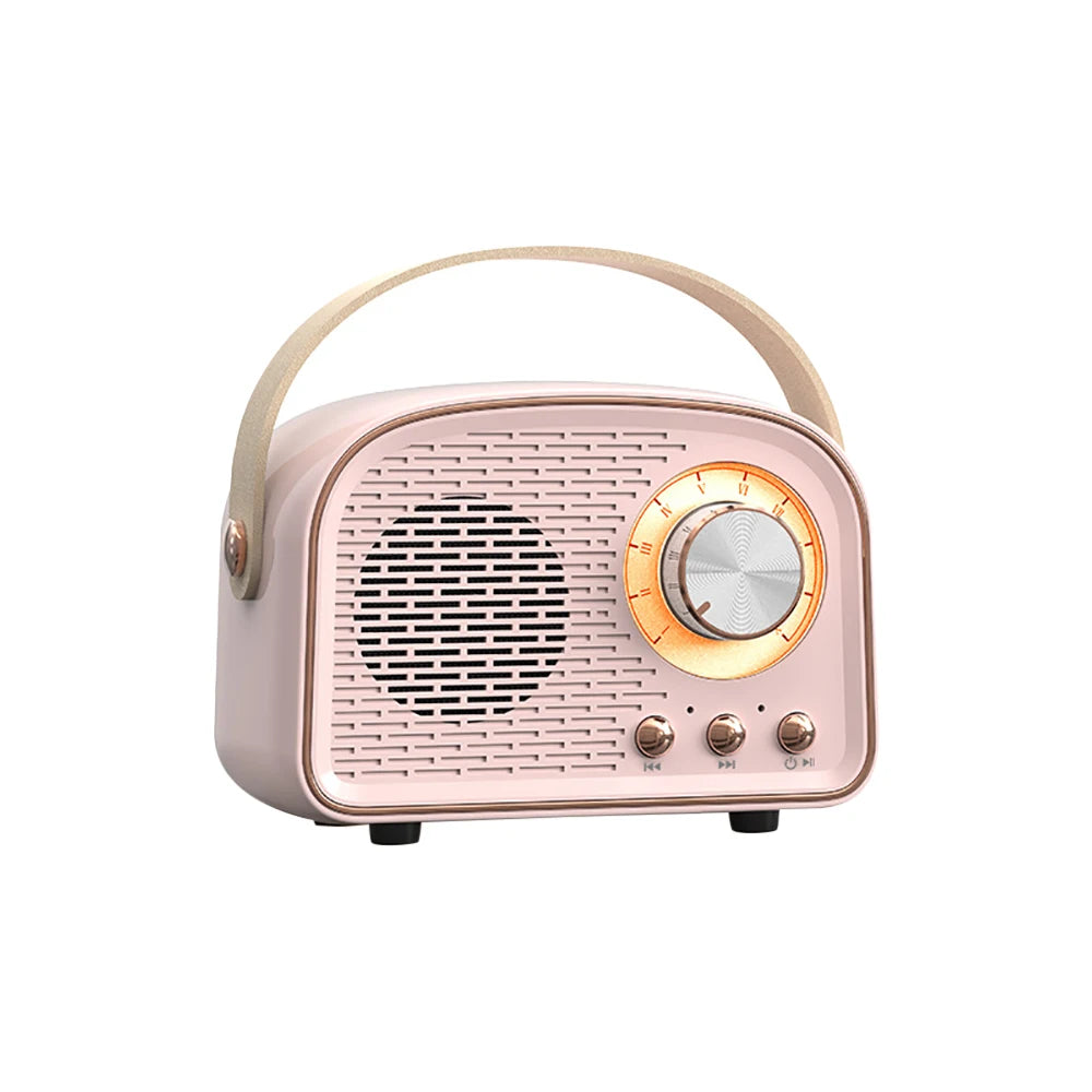 Retro Bluetooth-Compatible Speaker, Cute Mini Speaker with FM Radio, Wireless Speaker with TWS Music Player Hifi Stereo TF USB