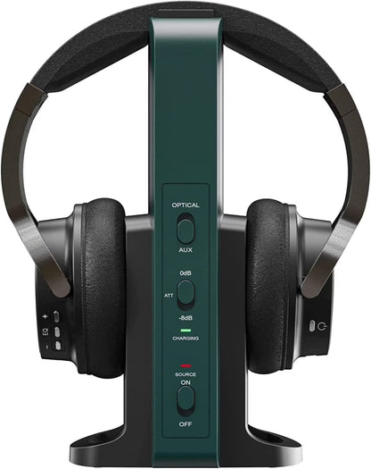 Wireless Headphones for TV Watching with 2.4G Digital RF Transmitter Charging Dock Hi-Fi Soft Over-Ear Headset