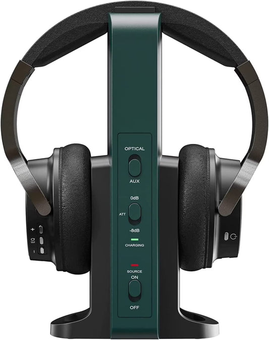Wireless Headphones for TV Watching with 2.4G Digital RF Transmitter Charging Dock Hi-Fi Soft Over-Ear Headset