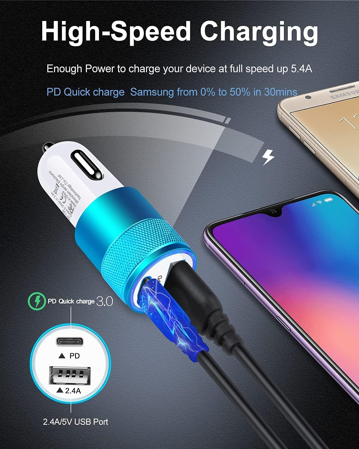 30W PD USB C Car Charger, USB Type C Fast Power Charging Block