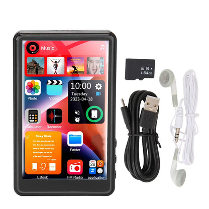 144GB Mp3 Player with Bluetooth, 4.0 Inch Full Touchscreen Mp4 Player, Voice Recorder, Portable Hifi Sound Mp3 Music Player with Earphones, Built-In HD Speaker, Black