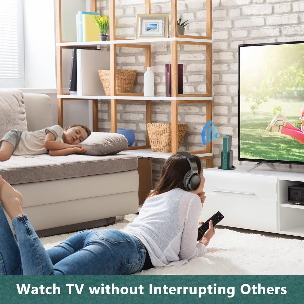Wireless Headphones for TV Watching with 2.4G Digital RF Transmitter Charging Dock Hi-Fi Soft Over-Ear Headset