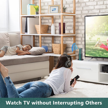 Wireless Headphones for TV Watching with 2.4G Digital RF Transmitter Charging Dock Hi-Fi Soft Over-Ear Headset