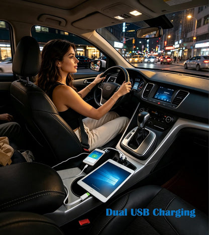 2 USB Car Charger,12V/24V Voltage Meter, Black
