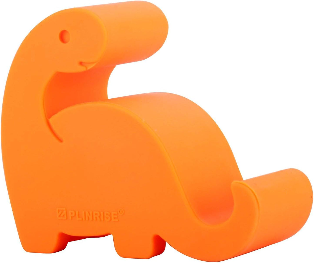 Plinrise Animal Desk Phone Stand, Update Dinosaur Stripe Silicone Office Phone Holder, Creative Phone Ipad Tablet Stand Mounts, Size:1.3" X 3.0" X 2.7" (Orange)