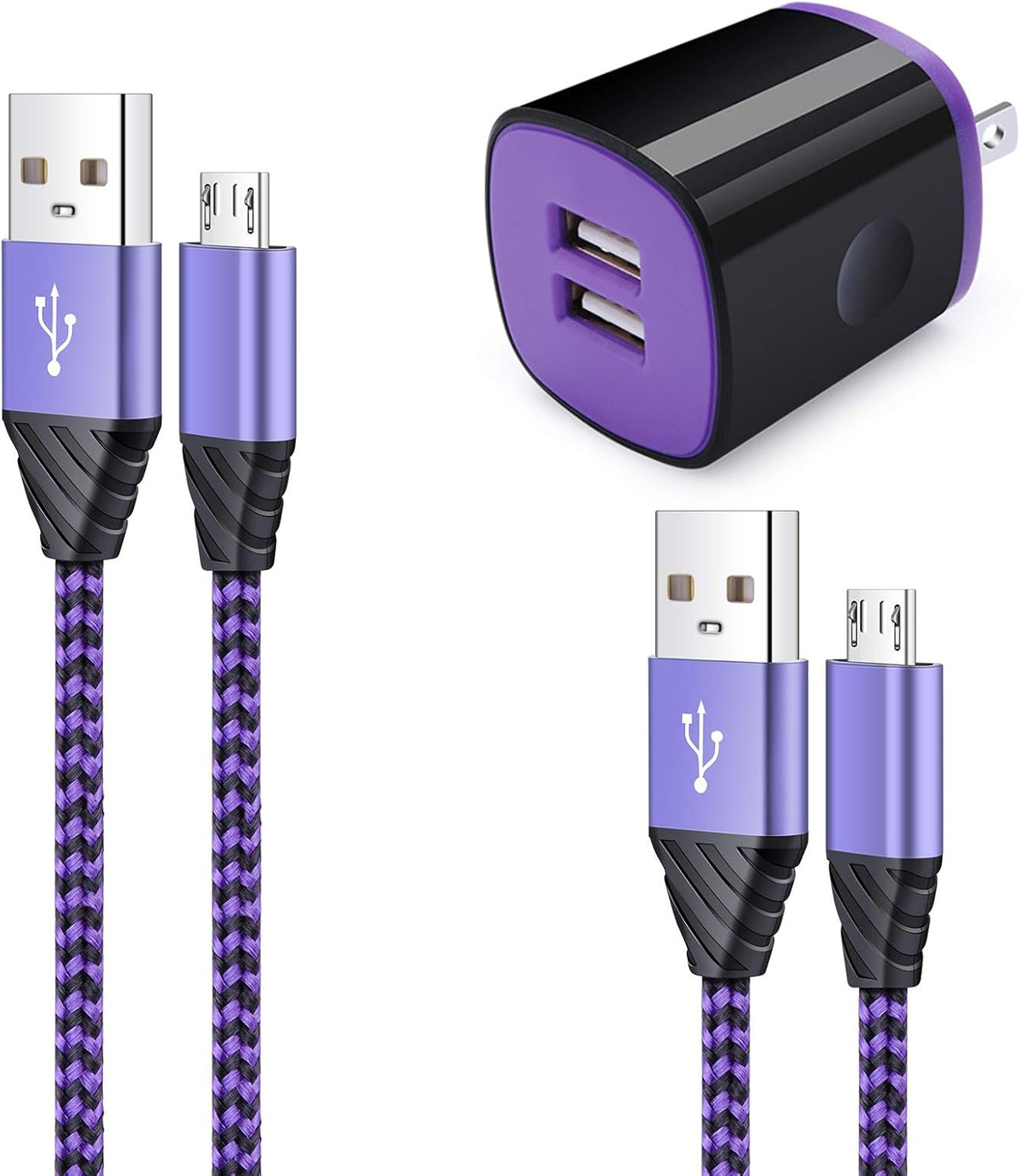 Samsung Dual USB Wall Charger with Micro USB Cable for Galaxy J7V/J8, J7 Crown/Prime/Star/Sky Pro/Refine, S7/S6 Plus/Edge/Active