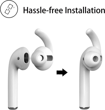 Anti-Slip Earhooks Soft Silicone Skin Compatible with Apple Airpods 2 & 1 Lightweight Sound Quality Enhancement for Headphones Outdoor Activities In-Ear Earhook 2 Pairs White