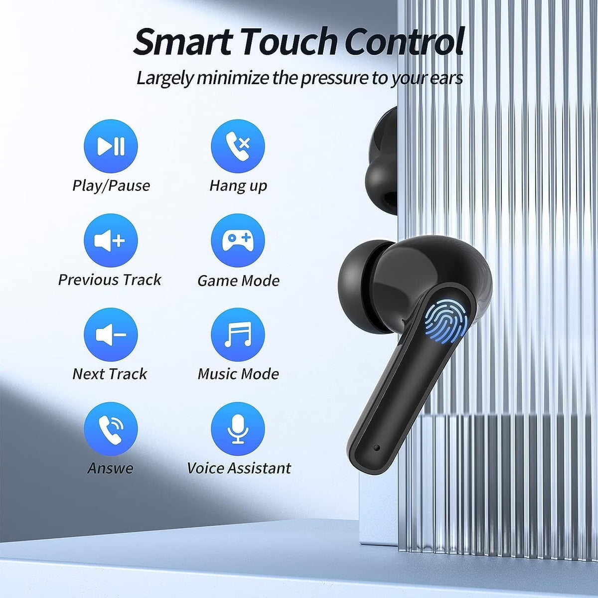 Wireless Ear Buds Bluetooth Earbuds 76H Playback Noise Cancellation Clear Calls Headphones Power Display Protable Charging Case Light Weight IPX7 Waterproof Earphones for Android Ios