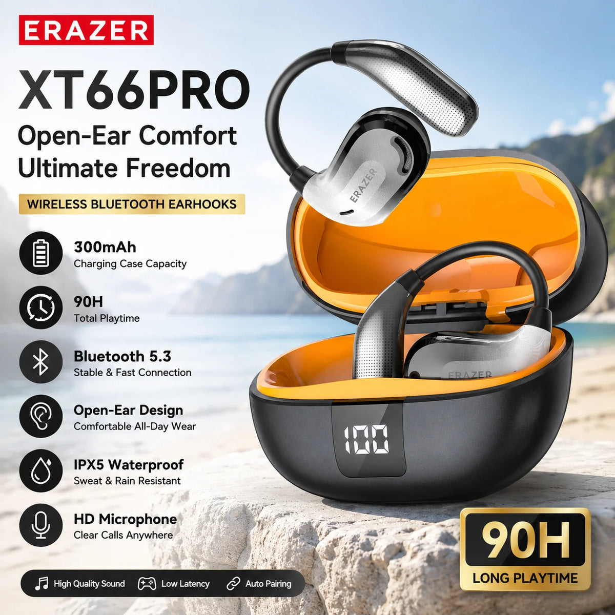 XT66PRO Bluetooth Earphones ASMR Headsets DIY APP AI Translator Earbuds Wireless Headphones 13 Hours Long Life Display