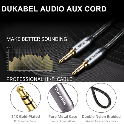 3.5Mm AUX Cable, Male to Male Audio Cord with Nylon-Braided - 4 Ft