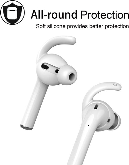 Anti-Slip Earhooks Soft Silicone Skin Compatible with Apple Airpods 2 & 1 Lightweight Sound Quality Enhancement for Headphones Outdoor Activities In-Ear Earhook 2 Pairs White